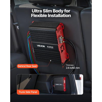 Ενισχυτής αυτοκινήτου VEVOR Monoblock, 2000W RMS MAX, σταθερός 1/2/4 Ohm, ενισχυτής αυτοκινήτου κατηγορίας D 1 καναλιού με τηλεχειριστήριο ελέγχου στάθμης Subwoofer, φίλτρο χαμηλών συχνοτήτων και ενίσχυση μπάσων, περιλαμβάνεται ρυθμιστής έντασης ήχου