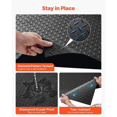 Ρολό δαπέδου γκαράζ VEVOR, Πατάκι δαπέδου γκαράζ 1,22 x 6,1 m, Προστατευτικό πατάκι δαπέδου από καουτσούκ με πλάκα διαμαντιού 3 mm με πάχος, Αντιολισθητικό, Ανθεκτικό στη φθορά, Αδιάβροχο, Εύκολο στον καθαρισμό για αποθήκη, γυμναστήρια, ρυμουλκούμενο, Μαύρο