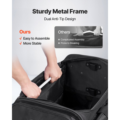 Τσάντα χορού VEVOR με βάση για ρούχα, κυλιόμενος σάκος χορού 584,2 mm, με ρόδες, θύρα USB, ρυθμιζόμενο ύψος στη βάση για ρούχα, κουρτίνα προστασίας απορρήτου, ιδανική για ταξίδια και διαγωνισμούς, ματ μαύρο