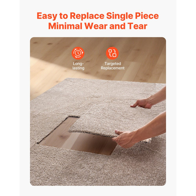 Πλακάκια χαλιού VEVOR 457x457 mm, Τετράγωνο χαλί 10 τετράγωνων τετράγωνων χαλιών, αποσπώμενο και χωρίς φθορές, αυτοκόλλητο δάπεδο σπιτιού με μαλακή επένδυση για κάλυψη 2,1㎡, εύκολο DIY για σαλόνι και υπνοδωμάτιο, ανοιχτό καφέ