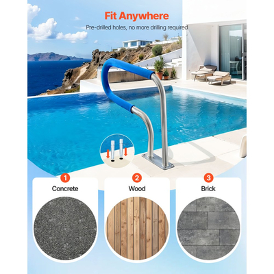 Ράγα πισίνας VEVOR, κουπαστή πισίνας 78,8 x 55,8 cm, χωρητικότητα φορτίου 100kg, βαρέως τύπου κουπαστή πισίνας από ανοξείδωτο χάλυβα 304, αποσπώμενη αντιολισθητική θήκη, πλούσια αξεσουάρ, για πισίνα, υδάτινα πάρκα, κέντρα σπα