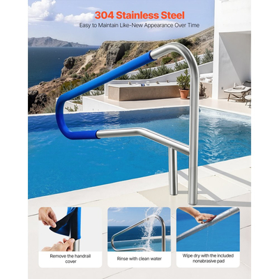 Ράγα πισίνας VEVOR, 137,1 x 81,3 cm, Χωρητικότητα φορτίου 100kg, βαρέως τύπου, κουπαστή πισίνας από ανοξείδωτο χάλυβα 304, αποσπώμενη αντιολισθητική θήκη, εσοχή ή βάση, για δίπλα στην πισίνα, υδάτινα πάρκα