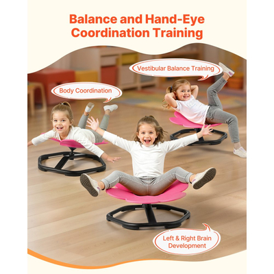 Παιδική περιστρεφόμενη καρέκλα VEVOR, χωρητικότητας 220 λίβρες, καρέκλα αισθητηριακής περιστροφής σε σχήμα λουλουδιού, παιδικό κάθισμα αισθητηριακού παιχνιδιού για αυτιστικά παιδιά με αντιολισθητική μεταλλική βάση, κάθισμα καθίσματος και περιστροφής για νήπια για συντονισμό, ισορροπία, εστίαση, ροζ