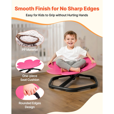 Παιδική περιστρεφόμενη καρέκλα VEVOR, χωρητικότητας 220 λίβρες, καρέκλα αισθητηριακής περιστροφής σε σχήμα λουλουδιού, παιδικό κάθισμα αισθητηριακού παιχνιδιού για αυτιστικά παιδιά με αντιολισθητική μεταλλική βάση, κάθισμα καθίσματος και περιστροφής για νήπια για συντονισμό, ισορροπία, εστίαση, ροζ