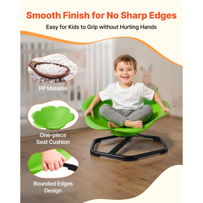 Παιδική περιστρεφόμενη καρέκλα VEVOR, χωρητικότητας 220 λίβρες, καρέκλα αισθητηριακής περιστροφής σε σχήμα κυλίνδρου, παιδικό κάθισμα αισθητηριακού παιχνιδιού για αυτιστικά παιδιά με αντιολισθητική μεταλλική βάση, κάθισμα καθίσματος και περιστροφής για νήπια για συντονισμό, ισορροπία, εστίαση, πράσινο