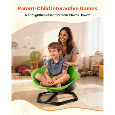 Παιδική περιστρεφόμενη καρέκλα VEVOR, χωρητικότητας 220 λίβρες, καρέκλα αισθητηριακής περιστροφής σε σχήμα κυλίνδρου, παιδικό κάθισμα αισθητηριακού παιχνιδιού για αυτιστικά παιδιά με αντιολισθητική μεταλλική βάση, κάθισμα καθίσματος και περιστροφής για νήπια για συντονισμό, ισορροπία, εστίαση, πράσινο