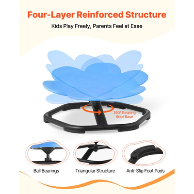 Παιδική περιστρεφόμενη καρέκλα VEVOR, χωρητικότητας 220 λίβρες, καρέκλα αισθητηριακής περιστροφής σε σχήμα λουλουδιού, παιδικό κάθισμα αισθητηριακού παιχνιδιού για αυτιστικά παιδιά με αντιολισθητική μεταλλική βάση, κάθισμα καθίσματος και περιστροφής για νήπια για συντονισμό, ισορροπία, εστίαση, μπλε