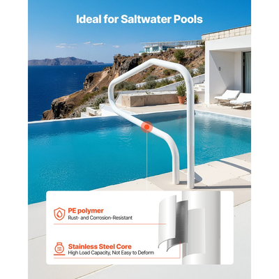 Ράγα πισίνας VEVOR, 122 x 81,3 cm, Ανοξείδωτη κουπαστή πισίνας βαρέως τύπου με δυνατότητα φορτίου 100kg, συγκόλληση χωρίς ραφές, χωνευτή ή βάσης, για πισίνα, υδάτινα πάρκα, κέντρα σπα