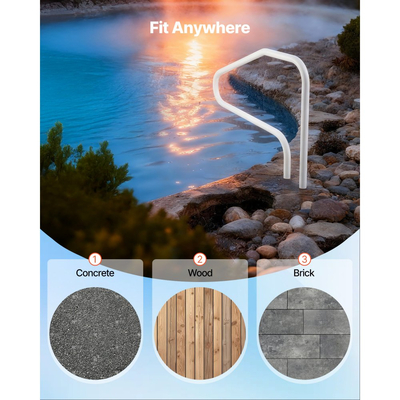 Ράγα πισίνας VEVOR, 122 x 81,3 cm, Ανοξείδωτη κουπαστή πισίνας βαρέως τύπου με δυνατότητα φορτίου 100kg, συγκόλληση χωρίς ραφές, χωνευτή ή βάσης, για πισίνα, υδάτινα πάρκα, κέντρα σπα