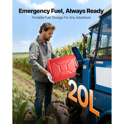 Μεταλλικό δοχείο καυσίμου VEVOR, 20 λίτρα, δοχείο καυσίμου Jerry με στόμιο και άνετη λαβή, μέγιστη παροχή 6 λίτρα/λεπτό, στεγανό και ανθεκτικό στη διάβρωση μεταλλικό ρεζερβουάρ βενζίνης για τα περισσότερα αυτοκίνητα, μοτοσικλέτες, ATV, UTV, κόκκινο, συσκευασίες των 2