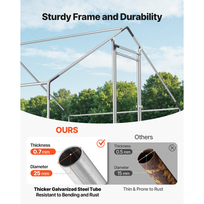 Μεταλλικό κοτέτσι VEVOR, Μεγάλοι χώροι για κοτέτσια 9,8x19,6x6,5 πόδια με κάλυμμα, περίβλημα κοτέτσιου με στέγη με κλειδαριά ασφαλείας, εξωτερικό κλουβί για πάπιες και κουνέλια, μάντρα πουλερικών για αυλή, αγρόκτημα, αυλή