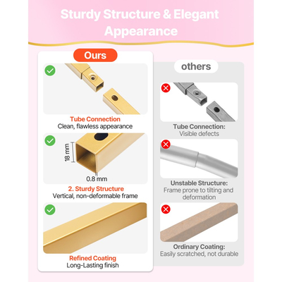 Βάση Αψίδας VEVOR, 2,4 x 2,4 μ., Σταθερή Δομή, Εύκολη Συναρμολόγηση, Τετράγωνη Χρυσή Μεταλλική Βάση Αψίδας για Γάμο, Πάρτι Γενεθλίων, Αποφοίτηση, Διακόσμηση Εορτών και Τελετών