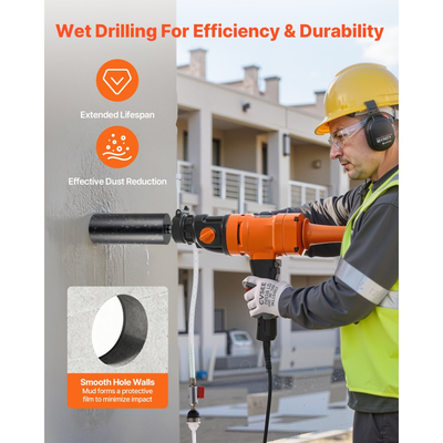 Τρυπάνι με πυρήνα VEVOR, 6 τεμάχια, διάμετρος 25,4 / 50,8 / 76,2 / 101,6 / 127,0 / 152,4 mm, βάθος τρυπήματος 356 mm, εσωτερικό σπείρωμα 1-1/4 in-7, τρυπάνι με πυρήνα υγρού διαμαντιού για οπλισμένο σκυρόδεμα, τούβλα, τοιχοποιία