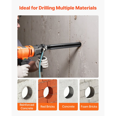 Τρυπάνι με πυρήνα VEVOR, 6 τεμάχια, διάμετρος 25,4 / 50,8 / 76,2 / 101,6 / 127,0 / 152,4 mm, βάθος τρυπήματος 356 mm, εσωτερικό σπείρωμα 1-1/4 in-7, τρυπάνι με πυρήνα υγρού διαμαντιού για οπλισμένο σκυρόδεμα, τούβλα, τοιχοποιία