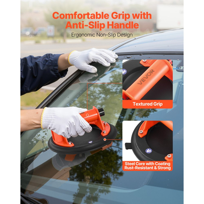 Βεντούζα κενού VEVOR, Ανυψωτήρας τζαμιών κενού 203 mm με λαβή ABS, Μέγιστη ικανότητα ανύψωσης 180 kg Εργαλείο βεντούζας πλακιδίων με θήκη μεταφοράς για ανύψωση μεγάλων πλακιδίων, γρανίτη, γυψοσανίδας, παραθύρων (1 συσκευασία)