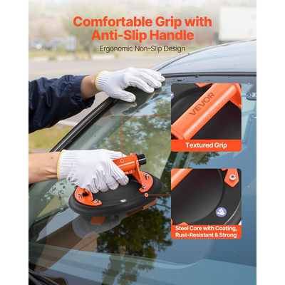 Βεντούζα κενού VEVOR, Ανυψωτήρας τζαμιών κενού 203 mm με μεταλλική λαβή, Μέγιστη ικανότητα ανύψωσης 195 kg Εργαλείο βεντούζας πλακιδίων με θήκη μεταφοράς για ανύψωση μεγάλων πλακιδίων, γρανίτη, γυψοσανίδας, παραθύρων (2 τεμάχια)