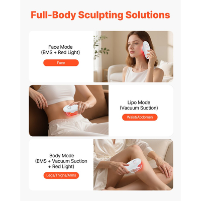 Μηχανή γλυπτικής σώματος VEVOR, ηλεκτρικό μασάζ κυτταρίτιδας 3 σε 1 με 3 ρυθμιζόμενες λειτουργίες, εργαλείο θεραπείας σύσφιξης δέρματος με ασύρματη χρήση 60 λεπτών, για πλάτη, κοιλιά, μέση, χέρια, πόδια