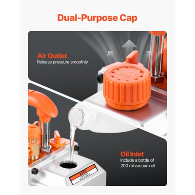 Αντλία κενού VEVOR, 3,5 CFM 99 L/min, Μονοβάθμια αντλία κενού AC με περιστροφικό πτερύγιο HVAC, για συστήματα R134a R22 R410a, 4πολικός κινητήρας, για συντήρηση κλιματιστικών αυτοκινήτων, απαέρωση ρητίνης, περιλαμβάνεται λάδι