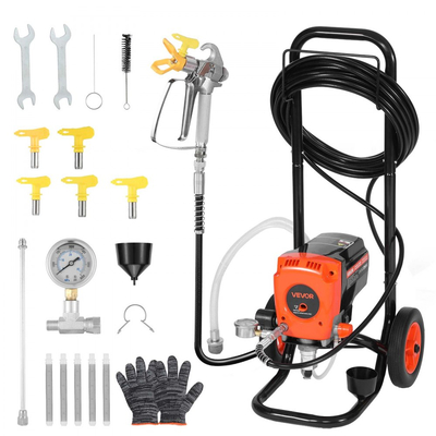 Ψεκαστήρας βαφής VEVOR με βάση, 900W, ψεκαστήρας υψηλής πίεσης χωρίς αέρα 3300PSI με καρότσι, βούρτσα καθαρισμού, λάστιχο, ράβδο επέκτασης, ακροφύσια, ηλεκτρική μηχανή βαφής ψεκασμού για εσωτερικό ή εξωτερικό χώρο σπιτιού