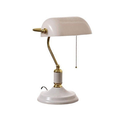 VenCore Banker White 2792-10013 - Φωτιστικό Επιτραπέζιο Γραφείου Μονόφωτο Λευκό-Χρυσό Μεταλλικό και Λευκό Γυαλί - Vintage Σχέδιο με Ντουί 1xE27 - Μ23 x Π19 x Υ38cm