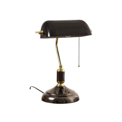 VenCore Banker Black 2792-10014 - Φωτιστικό Επιτραπέζιο Γραφείου Μονόφωτο Μαύρο-Χρυσό Μεταλλικό και Μαύρο Γυαλί - Vintage Σχέδιο με Ντουί 1xE27 - Μ23 x Π19 x Υ38cm