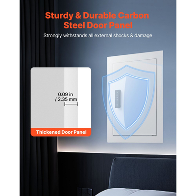 Χρηματοκιβώτιο τοίχου VEVOR 0,83 τ.μ., κρυφό χρηματοκιβώτιο τοίχου 3 επιπέδων με κωδικό πρόσβασης, κλειδί και περιστρεφόμενο κουμπί, κουτί εντοιχισμού από χάλυβα ψυχρής έλασης Q235 με ρυθμιζόμενα ράφια και οπές στερέωσης για χρήματα, κοσμήματα, διαβατήριο, λευκό