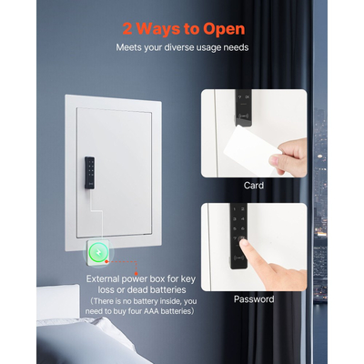 Χρηματοκιβώτιο τοίχου VEVOR 0,83 τ.μ., κρυφό χρηματοκιβώτιο τοίχου 3 επιπέδων με κωδικό πρόσβασης, κλειδί και περιστρεφόμενο κουμπί, κουτί εντοιχισμού από χάλυβα ψυχρής έλασης Q235 με ρυθμιζόμενα ράφια και οπές στερέωσης για χρήματα, κοσμήματα, διαβατήριο, λευκό