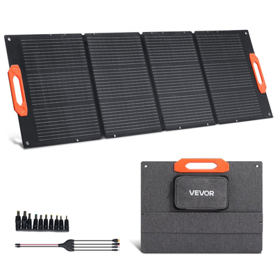 Πτυσσόμενο μονοκρυσταλλικό ηλιακό πάνελ VEVOR 150W, φορητός φορτιστής μονοκρυσταλλικού ηλιακού πάνελ ETFE απόδοσης 23% με έξοδο MC4, Type-C, θύρες USB και DC QC3.0, IP67 αδιάβροχο για σταθμούς παραγωγής ενέργειας, κατασκήνωση, πεζοπορία