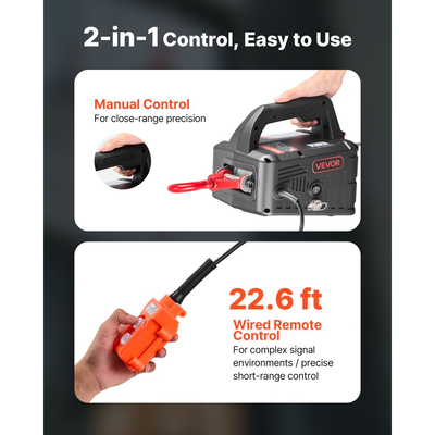 Ηλεκτρικό βαρούλκο ανύψωσης VEVOR 2 σε 1, χωρητικότητας 500 kg, φορητός γερανός με βαρούλκο 1500W, ύψος ανύψωσης 7,6 m, 5 m/min με χειροκίνητο και ενσύρματο τηλεχειριστήριο για εργοστάσιο, αποθήκη, γκαράζ