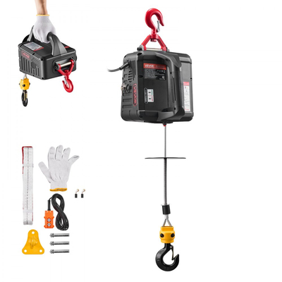 Ηλεκτρικό βαρούλκο ανύψωσης VEVOR 2 σε 1, χωρητικότητας 500 kg, φορητός γερανός με βαρούλκο 1500W, ύψος ανύψωσης 7,6 m, 5 m/min με χειροκίνητο και ενσύρματο τηλεχειριστήριο για εργοστάσιο, αποθήκη, γκαράζ