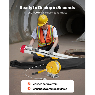 Κιτ τρίποδου περιορισμένου χώρου VEVOR, βαρούλκο ανύψωσης τρίποδου διάσωσης βαρέως τύπου 816 kg, ρυθμιζόμενα πόδια 1,25 m, φορητό κιτ καλωδίου 19,8 m, προστασία από πτώση 10 m, ύψος εργασίας 1,34-2,15 m