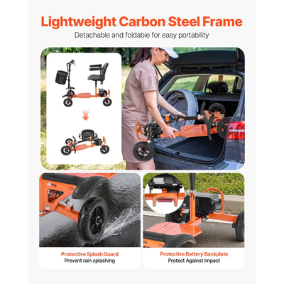 Πτυσσόμενο 4τροχο σκούτερ κινητικότητας VEVOR για ενήλικες και ηλικιωμένους, ηλεκτρικό σκούτερ κινητικότητας φόρτωσης 120 κιλών, αναπηρικό αμαξίδιο παντός εδάφους με μπαταρία λιθίου 48V, μεγάλα συμπαγή ελαστικά και ικανότητα αναρρίχησης 8°