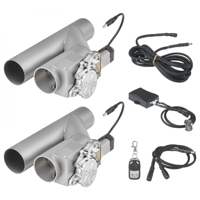 Ηλεκτρική βαλβίδα εξάτμισης VEVOR, κιτ βαλβίδων εξάτμισης 63,5 mm 2 τεμαχίων από ανοξείδωτο χάλυβα γενικής χρήσης με ένα τηλεχειριστήριο, βαλβίδα διακοπής, σωλήνας Y, τηλεχειριστήριο, κατάλληλο για φορτηγά, sedan, σπορ αυτοκίνητα, SUV