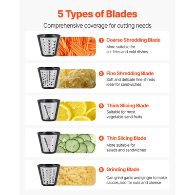 Ηλεκτρικός τρίφτης τυριού VEVOR για σαλάτα, μηχανή σαλάτας 200W, ηλεκτρικός κόφτης λαχανικών, τεμαχιστής φρούτων με 5 εξαρτήματα, κόφτης τροφίμων από ανοξείδωτο ατσάλι για λαχανικά και τυριά