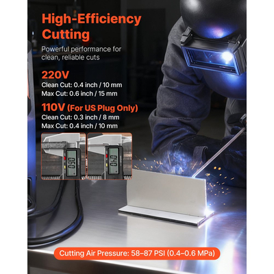 Συνδυασμός κοπής πλάσματος VEVOR 3 σε 1 - CUT/TIG/MMA, μηχανή κοπής πλάσματος 50A & συγκολλητής TIG 200A, ψηφιακή οθόνη LED με λειτουργία 2T/4T/PA/PT για επισκευές στο σπίτι, εργαστήρια, 220V