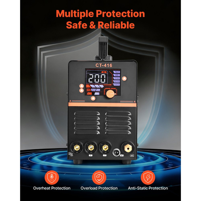 Συνδυασμός κοπής πλάσματος VEVOR 3 σε 1 - CUT/TIG/MMA, μηχανή κοπής πλάσματος 50A & συγκολλητής TIG 200A, ψηφιακή οθόνη LED με λειτουργία 2T/4T/PA/PT για επισκευές στο σπίτι, εργαστήρια, 220V