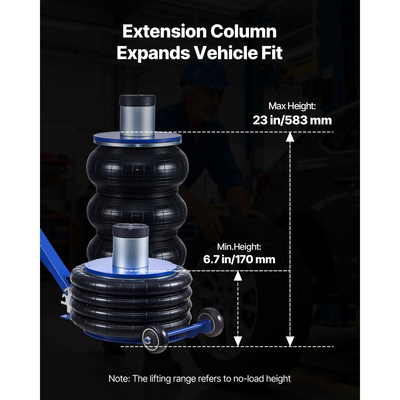 Υποδοχή αέρα VEVOR, Υποδοχή τετραπλού αερόσακου 6 τόνων, Ανύψωση έως 673 mm με υπερυψωμένη κολόνα, ρυθμιζόμενη λαβή και παχύ λαστιχένιο μαξιλαράκι, Πνευματικός μηχανισμός γρήγορης ανύψωσης 2-5 s για επισκευή αυτοκινήτων, SUV, φορτηγών, γκαράζ