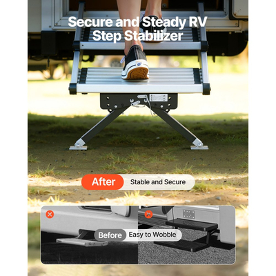 Σταθεροποιητής σκαλοπατιών VEVOR RV, Κιτ σταθεροποιητή σκαλοπατιών ρυθμιζόμενου ύψους, Σταθεροποιητές σκαλοπατιών τροχόσπιτου με χάλυβα ηλεκτροστατικής βαφής για 5η ρόδα, ρυμουλκούμενα και τροχόσπιτα, ρυθμιζόμενοι από 76,2 mm έως 381 mm