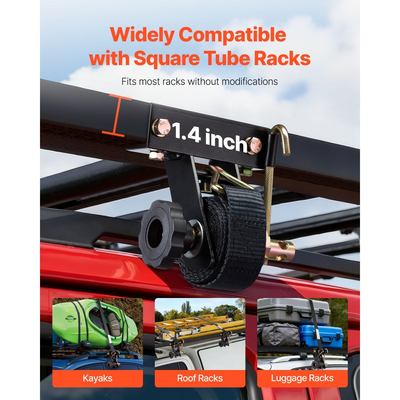 Ιμάντες καστάνιας VEVOR για σκάλες, μαύρο τετράγωνο στήριγμα σωλήνα, πλάτος 38 mm x μήκος 2,25 m, μαύροι ιμάντες σκάλας με διπλά γάντζους J, φορτίο βαρέως τύπου 226,8 kg, ιμάντας ασφάλισης αγκράφας φορτίου (4 τεμάχια)