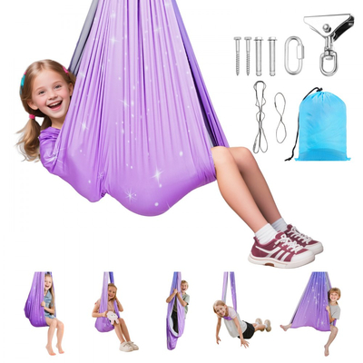 VEVOR Sensory Swing, Αιώρα Sensorys από Διπλό Υφασμάτινο Επίστρωμα, Αισθητηριακή Κούνια Εσωτερικού & Εξωτερικού Χώρου με Κρεμάστρα Περιστροφής 360°, O-Sling, Χωρητικότητα έως 136,07 kg, Ρυθμιζόμενη Aerial Yoga, Κούνιες Οροφής για Παιδιά