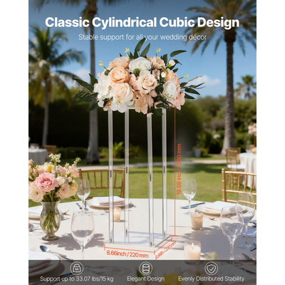 Βάση Λουλουδιών Γάμου VEVOR, 10 τεμάχια βάση λουλουδιών σε στήλη 50cm, Βάσεις Λουλουδιών με Ακρυλικό Laminate, Κυλινδρική κυβική βάση επίδειξης λουλουδιών για γάμο, πάρτι, γενέθλια, σπίτι, βάσεις κεντρικών διακοσμητικών