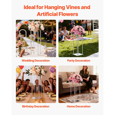 Βάση Λουλουδιών Γάμου VEVOR, 10 τεμάχια βάση λουλουδιών σε στήλη 50cm, Βάσεις Λουλουδιών με Ακρυλικό Laminate, Κυλινδρική κυβική βάση επίδειξης λουλουδιών για γάμο, πάρτι, γενέθλια, σπίτι, βάσεις κεντρικών διακοσμητικών