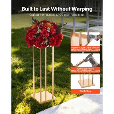 Βάση Λουλουδιών Γάμου VEVOR, 10 τεμάχια βάση λουλουδιών σε στήλη 60cm, Βάσεις Λουλουδιών με Μεταλλικό Laminate, Κυλινδρική κυβική βάση επίδειξης λουλουδιών για γάμο, πάρτι, γενέθλια, σπίτι, Χρυσές βάσεις κεντρικών διακοσμητικών