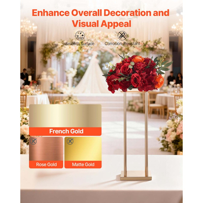 Βάση Λουλουδιών Γάμου VEVOR, 10 τεμάχια βάση λουλουδιών σε στήλη 60cm, Βάσεις Λουλουδιών με Μεταλλικό Laminate, Κυλινδρική κυβική βάση επίδειξης λουλουδιών για γάμο, πάρτι, γενέθλια, σπίτι, Χρυσές βάσεις κεντρικών διακοσμητικών