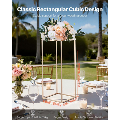 Βάση Λουλουδιών Γάμου VEVOR, 10 τεμάχια βάση λουλουδιών σε στήλη 60cm, Βάσεις Λουλουδιών με Ακρυλικό Laminate, Χρυσή ορθογώνια βάση επίδειξης λουλουδιών για γάμο, πάρτι, γενέθλια, σπίτι, Χρυσές βάσεις κεντρικών διακοσμητικών