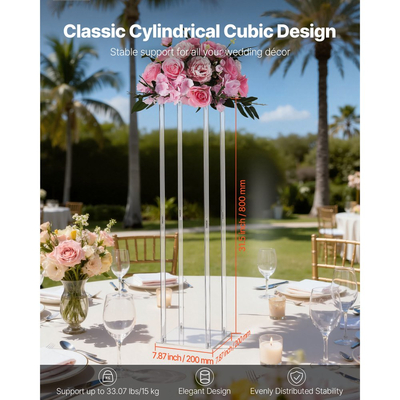 Βάση Λουλουδιών Γάμου VEVOR, 10 τεμάχια βάση λουλουδιών σε στήλη 80cm, Βάσεις Λουλουδιών με Ακρυλικό Laminate, Κυλινδρική κυβική βάση επίδειξης λουλουδιών για γάμο, πάρτι, γενέθλια, σπίτι, βάσεις κεντρικών διακοσμητικών