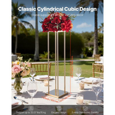 Βάση Λουλουδιών Γάμου VEVOR, 10 τεμάχια βάση λουλουδιών σε στήλη 80cm, Βάσεις Λουλουδιών με Μεταλλικό Laminate, Κυλινδρική κυβική βάση επίδειξης λουλουδιών για γάμο, πάρτι, γενέθλια, σπίτι, Χρυσές βάσεις κεντρικών διακοσμητικών