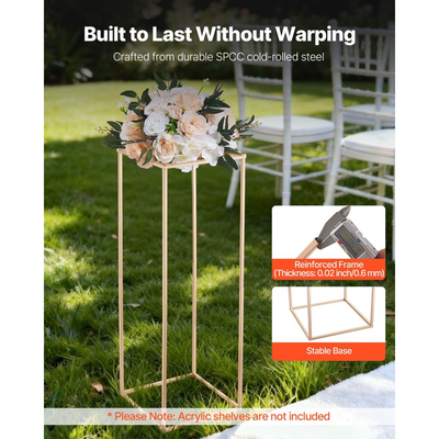 Βάση Λουλουδιών Γάμου VEVOR, 10 τεμάχια βάση λουλουδιών σε στήλη 80cm, Βάσεις Λουλουδιών με Κρυφή Βίδα, Ορθογώνια Κυβική Ράφι Ανθοπωλείου για Γάμο, Πάρτι, Γενέθλια, Σπίτι, Χρυσές Βάσεις Κεντρικών Τεμαχίων