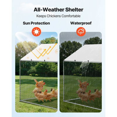 Μεταλλικό κοτέτσι VEVOR, Μεγάλοι χώροι για κοτέτσια 9,8x26,2x6,5 πόδια με κάλυμμα, περίβλημα κοτέτσιου με στέγη με κλειδαριά ασφαλείας, εξωτερικό κλουβί για πάπιες και κουνέλια, μάντρα πουλερικών για αυλή, αγρόκτημα, αυλή