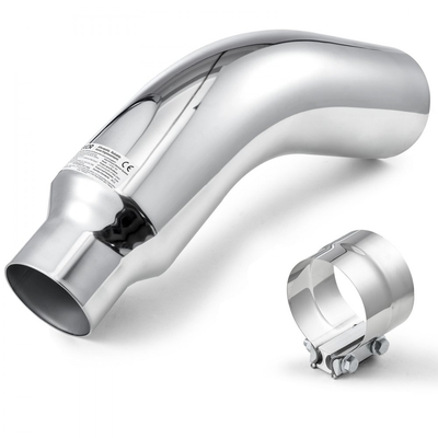 VEVOR Άκρη εξάτμισης με αγκώνα, είσοδος 101,6 mm, έξοδος 152,4 mm, συνολικό μήκος 584 mm, χρωμιωμένη αμπούλα εξάτμισης με σφιγκτήρα για φορτηγό/sedan/σπορ αυτοκίνητο/SUV, χρωμιωμένη δομή για αντοχή σε υψηλές θερμοκρασίες